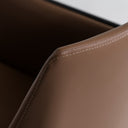 Leshay - Modern Dark Camel Vegan Leather + Black Metal Dining Chair