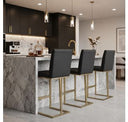 Frankie - Modern Off-White Fabric + Antique Brass Counter Chair