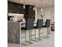 Frankie - Modern Dark Grey Vegan Lether + Antique Brass Counter Stool