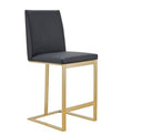 Frankie - Modern White Vegan Leather + Stainless Steel Counter Chair