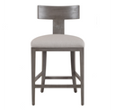 Fabien - Mid-Century Modern Beige Linen + Wood Counter Chair