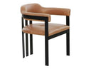 Hazen - Modern Camel Leather + Black Iron Dining Chair