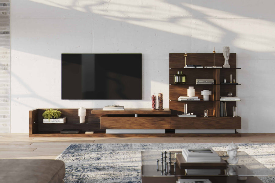 Jefferson - Mid-Century Modern Reversible Walnut Entertainment Center