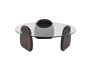 Buxton - Mid-Century Modern Glass + Dark Walnut Coffee Table