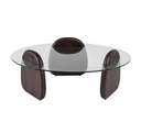 Buxton - Mid-Century Modern Glass + Dark Walnut End Table