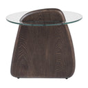 Buxton - Mid-Century Modern Glass + Dark Walnut End Table