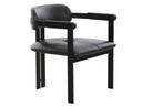Aneta - Modern Dark Brown Leather + Black Dining Chair