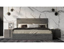 Lucia - Italian Modern Matte Grey / Elm Grey Bed + 2 Nightstands Set