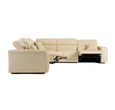 Dalton - Modern Italian Light Grey Leather 3-Seat Sofa + 2 Recliners