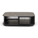 Chip - Modern Black Ceramic + Black Ash Square Coffee Table