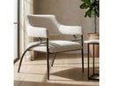 Ector - Modern Off-White Fabric + Forged Metal Accent Chair
