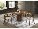 Weiss - Mid-Century Modern Walnut Round Dining Table + 6 Chair Set
