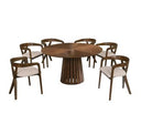 Nancy + Weiss - Mid-Century Modern Marble + Walnut Dining Table Set