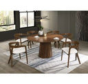 Weiss - Mid-Century Modern Walnut Round Dining Table + 6 Chair Set