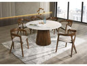 Nancy + Weiss - Mid-Century Modern Marble + Walnut Dining Table Set
