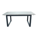 Suntide - Outdoor Grey Fabric + Grey Acacia + Beige Rattan Dining Set