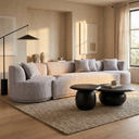Beau - Modern Light Grey Fabric Sectional Sofa With 2 Swirling Chair