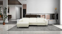 Rampart - Modern L-Shape LAF White Leather Sectional Sofa with 1 Recliner