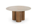 Hayden - Modern Marble + Wood Round Coffee Table