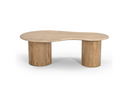 Sanford - Modern Travertine Marble + Wood Freeform Coffee Table
