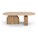 Kellison - Modern Travertine Marble + Wood End Table