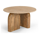 Kellison - Modern Travertine Marble + Wood Oval Coffee Table