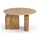 Kellison - Modern Travertine Marble + Wood Oval Coffee Table