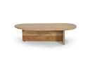Chisholm - Modern Travertine Marble + Wood Freeform Coffee Table