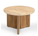 Pawnee - Modern Travertine Marble + Wood Round Dining Table