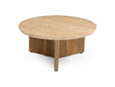 Pawnee - Modern Travertine Marble + Wood Round Coffee Table