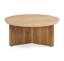 Pawnee - Modern Travertine Marble + Wood Round Dining Table