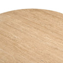 Pawnee - Modern Travertine Marble + Wood Round Coffee Table