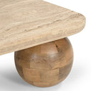 Seadrift - Modern Travertine Marble + Wood Square Coffee Table