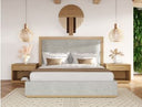 Santa Barbara - Modern Grey Fabric + Natural Bedroom Set