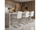 Frankie - Modern White Vegan Leather + Stainless Steel Counter Chair