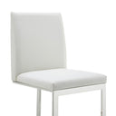 Frankie - Modern White Vegan Leather + Stainless Steel Counter Chair