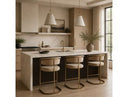 Sebastian - Modern Brown Fabric + Antique Brass Counter Chair