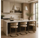 Sebastian - Modern Grey Fabric + Stainless Steel Counter Chair