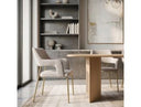 Childers - Modern Grey Fabric + Antique Brass Dining Chair