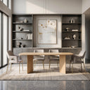 Childers - Modern Grey Fabric + Antique Brass Dining Chair