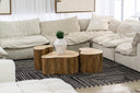 Matador - Modern Travertine Marble + Wood Freeform Coffee Table Set