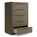 Lois - Modern Beige Shagreen + Brass Chest