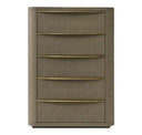 Lois - Modern Grey Leather & Beige Shagreen Bed
