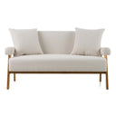 Cynthia - Modern White Fabric + Wood Loveseat