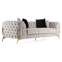 Clarice - Transitional Light Beige Velvet Sofa Set