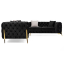 Clarice - Transitional Black Velvet Sectional Sofa