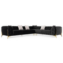 Clarice - Transitional Black Velvet Sectional Sofa