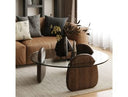 Buxton - Mid-Century Modern Glass + Dark Walnut Coffee Table