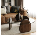 Buxton - Mid-Century Modern Glass + Dark Walnut End Table
