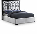 Taj Velvet Upholstered Bed - White